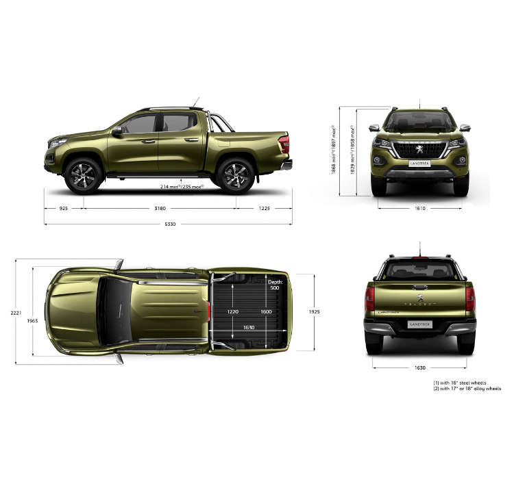 Зовнішні габарити Peugeot Landtrek