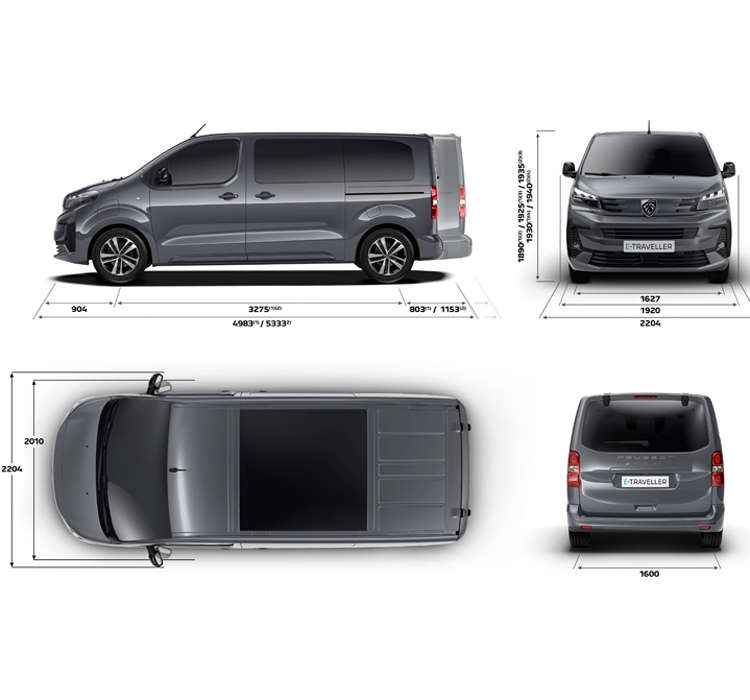 Зовнішні габарити Peugeot Traveller